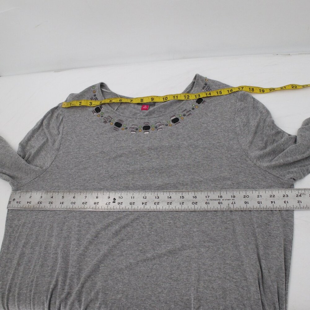 Vince camuto sweater Women's 2x embellished jewel long sleeve gray stretch rayon - Picture 11 of 11